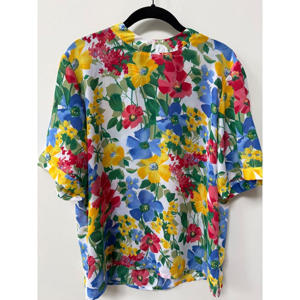 Vintage Tan Jay Womens Floral Blouse Multicolor Made in USA Size 8 Cottagecore
